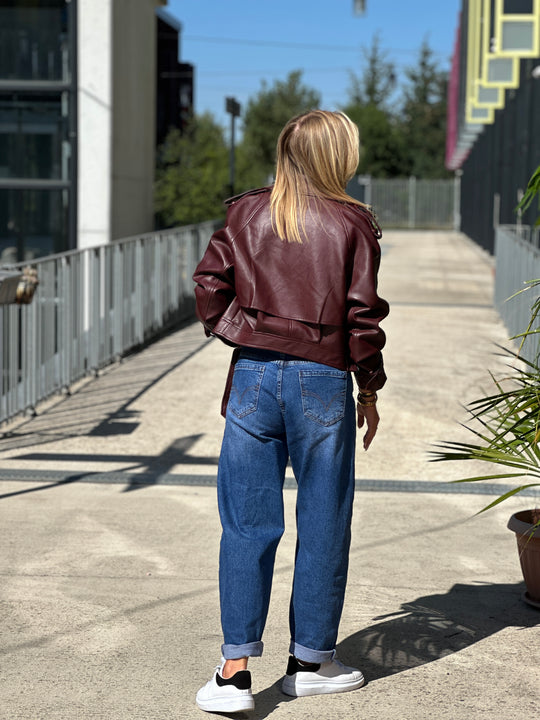 Veste similicuir courte Bordeaux 5637