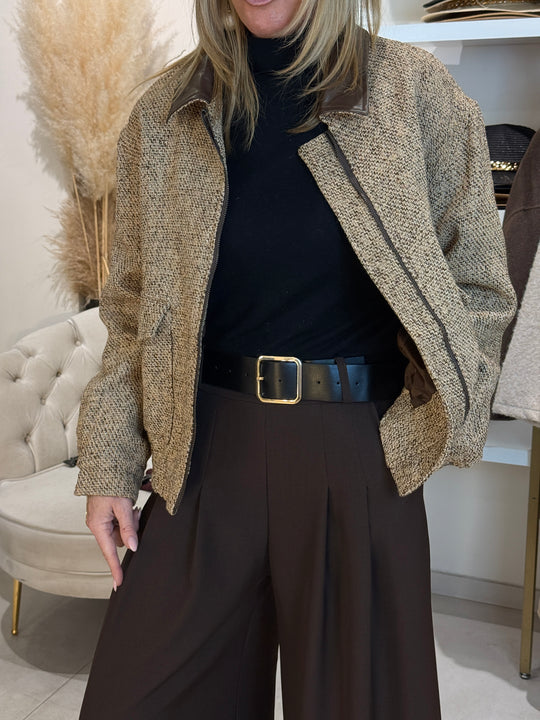 Veste tweed Camel 830