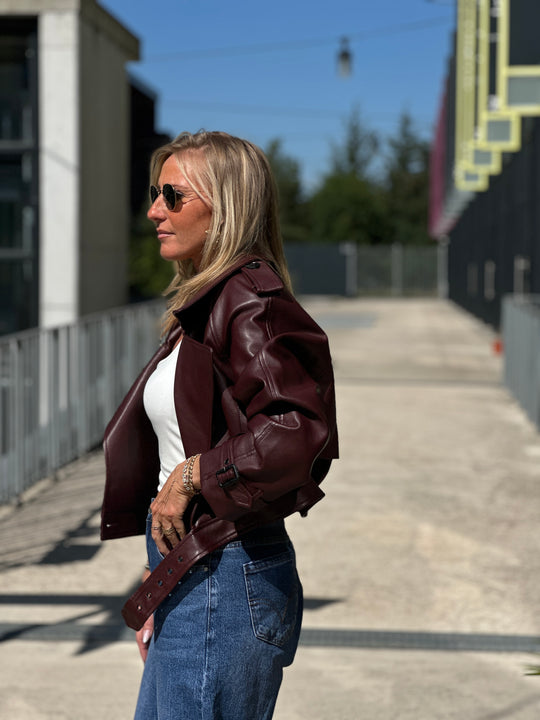Veste similicuir courte Bordeaux 5637