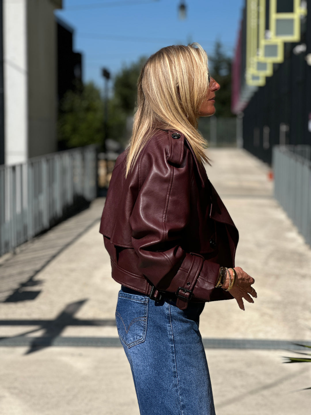 Veste similicuir courte Bordeaux 5637