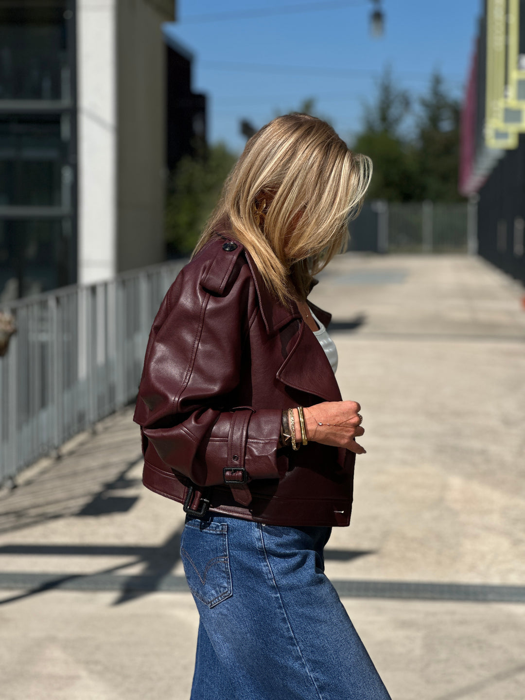 Veste similicuir courte Bordeaux 5637