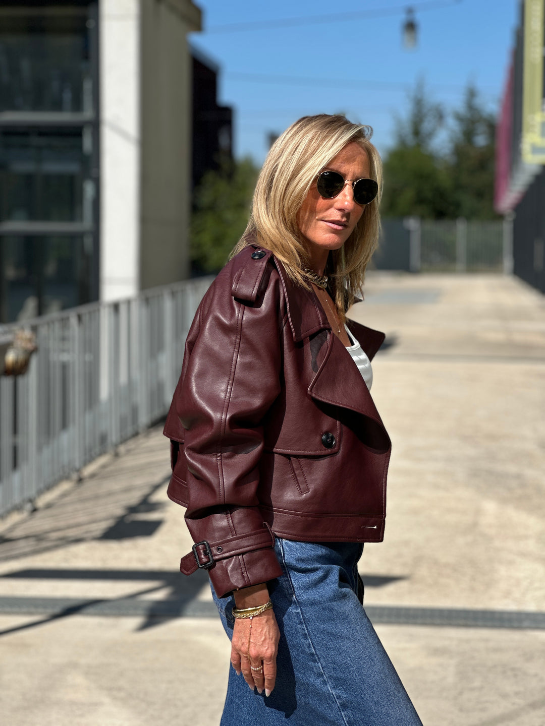 Veste similicuir courte Bordeaux 5637