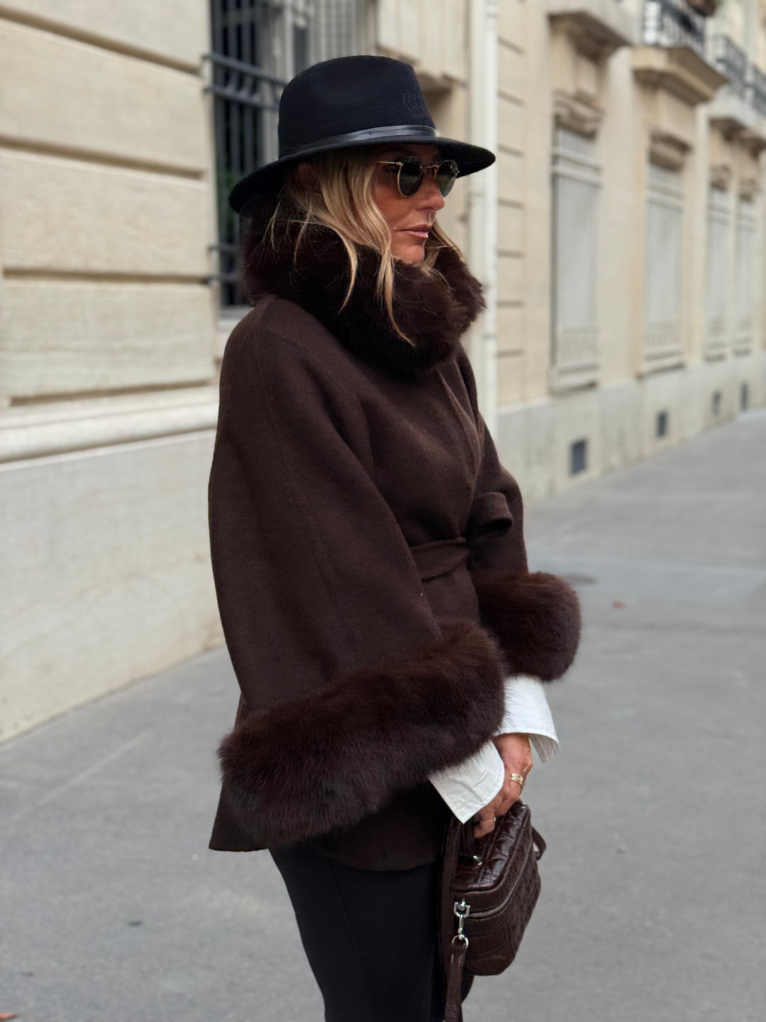 Manteau laine aux fourrures Choco 26134