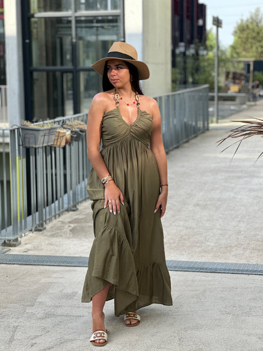 Robe bohème Kaki 9238