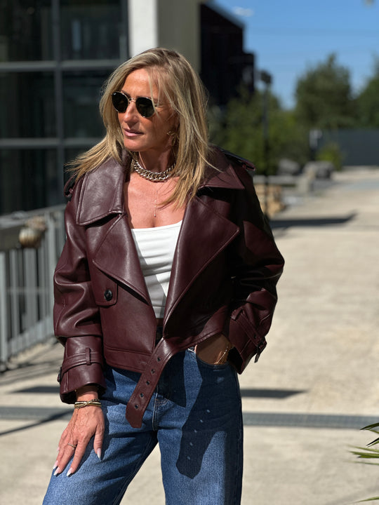 Veste similicuir courte Bordeaux 5637