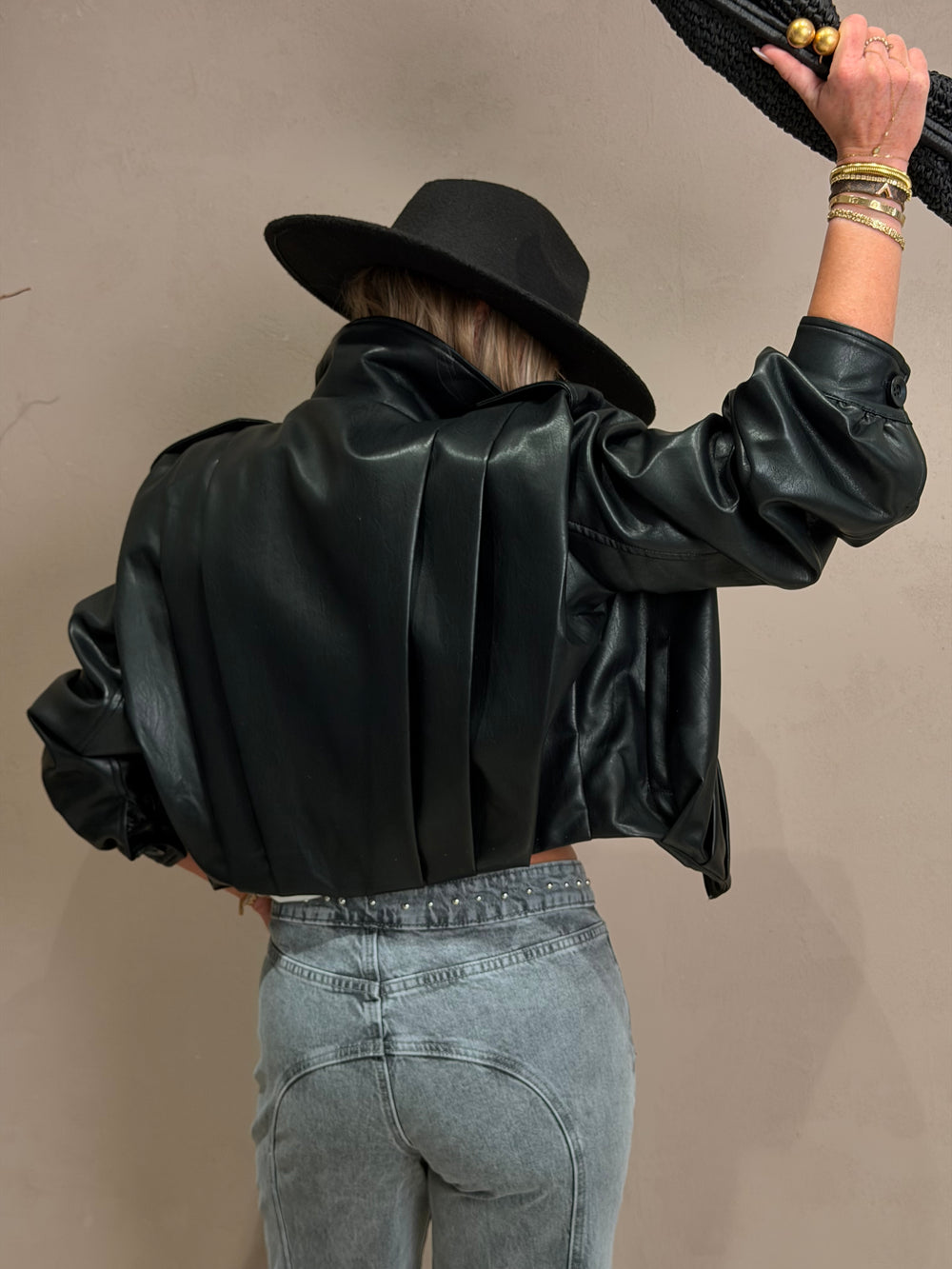 Veste similicuir EPAULETTE 202312 NOIR