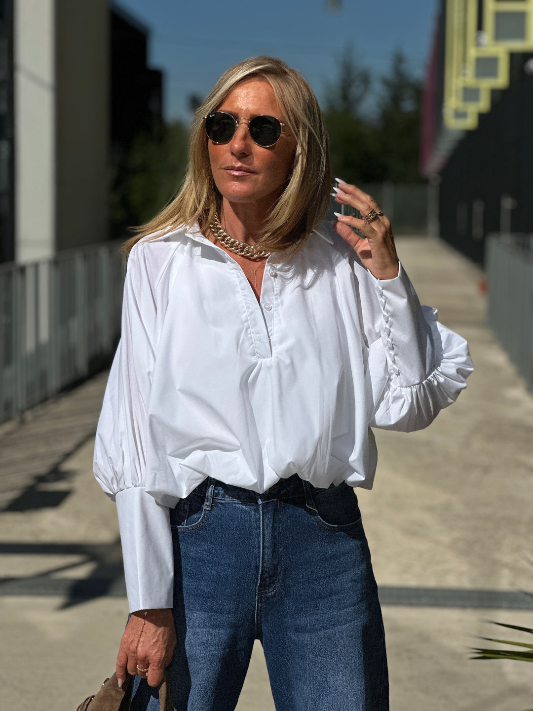 Chemise courte bouffante BLANC Samson