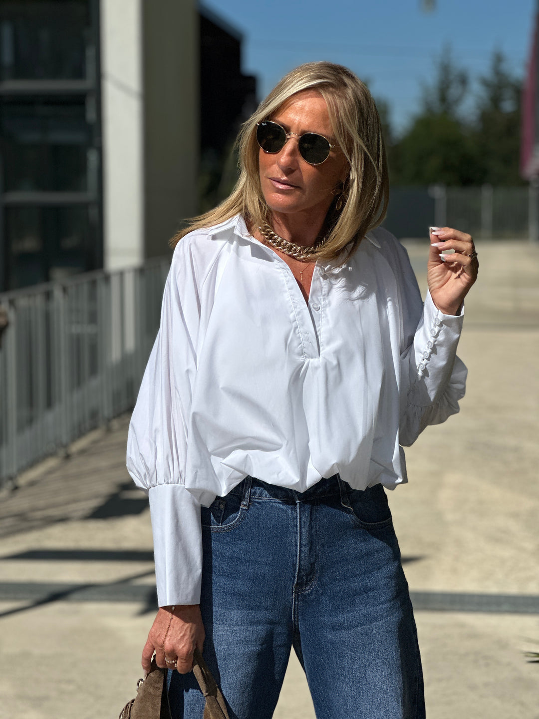 Chemise courte bouffante BLANC Samson