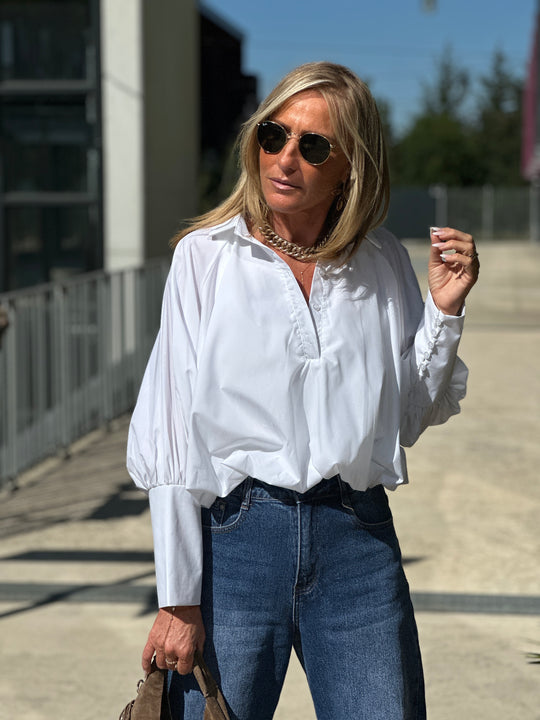 Chemise courte bouffante BLANC Samson