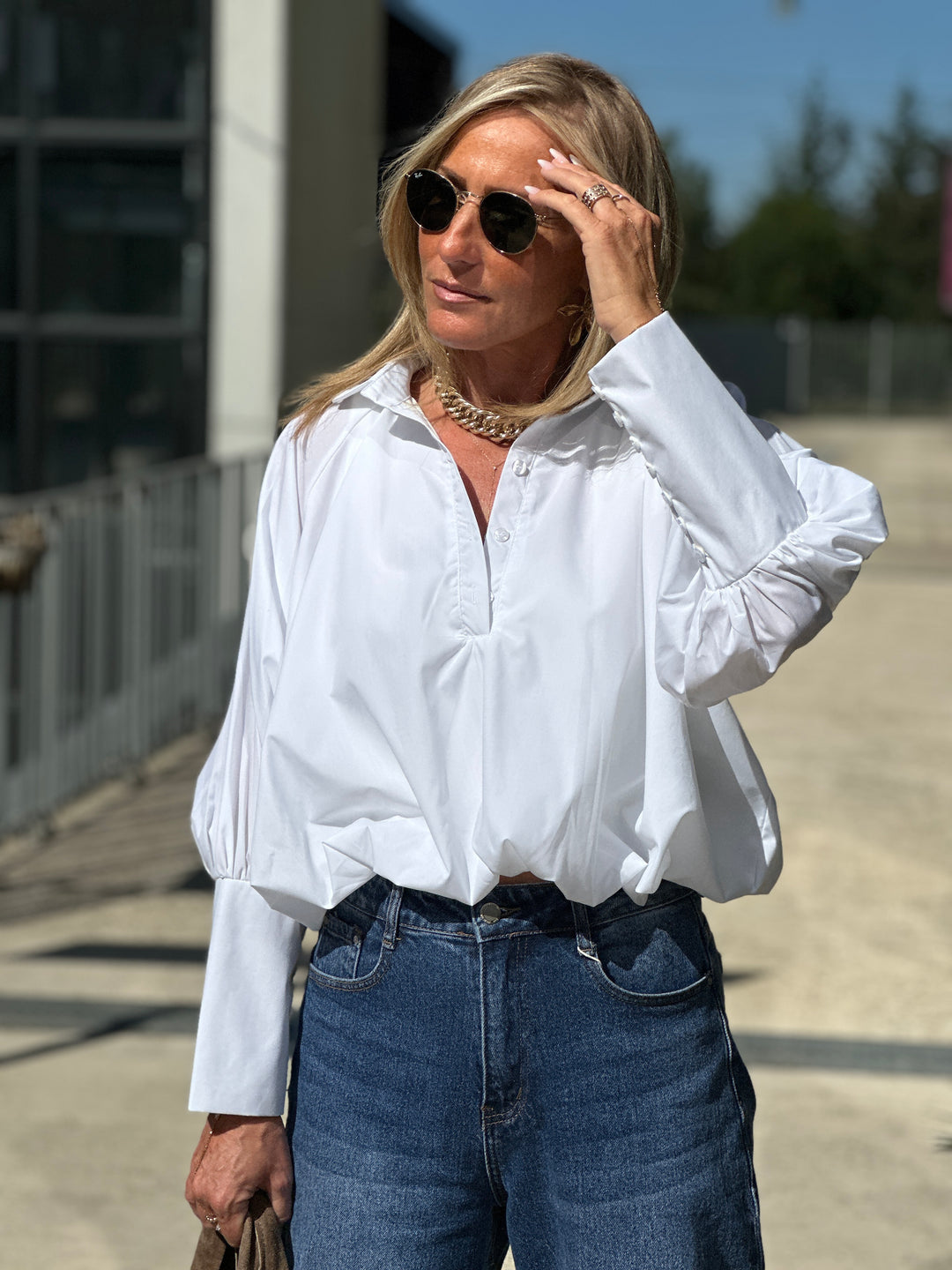 Chemise courte bouffante BLANC Samson