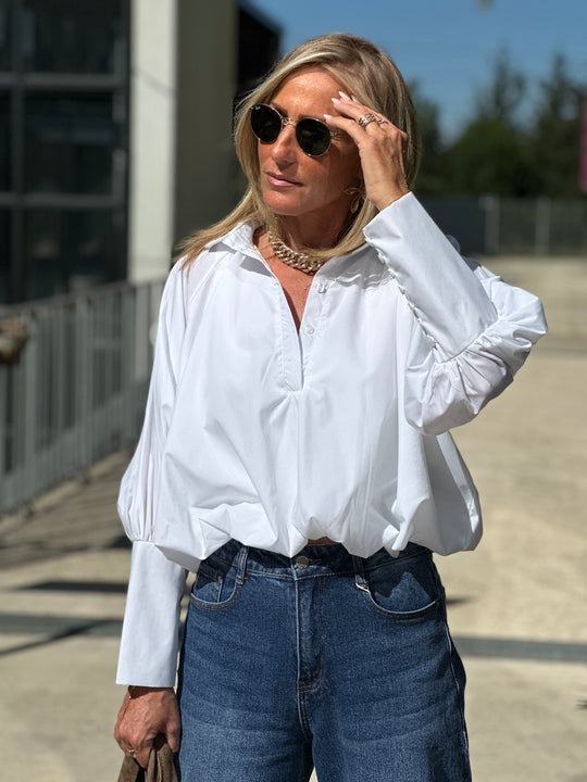 Chemise courte bouffante BLANC Samson