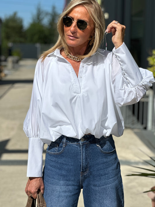 Chemise courte bouffante BLANC Samson