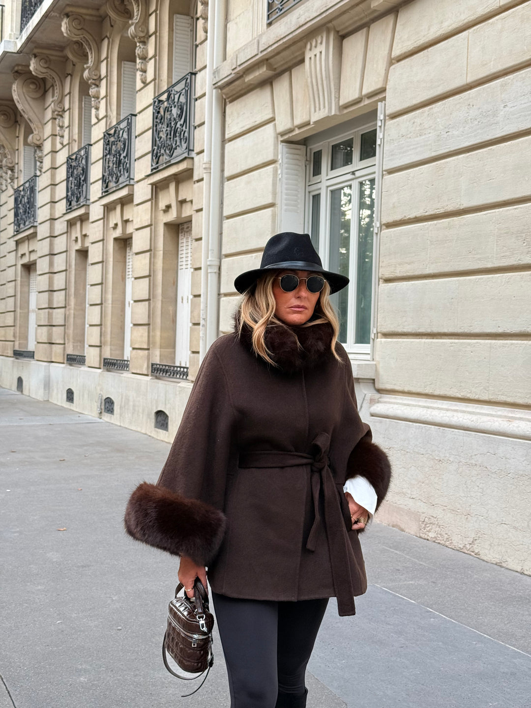 Manteau laine aux fourrures Choco 26134