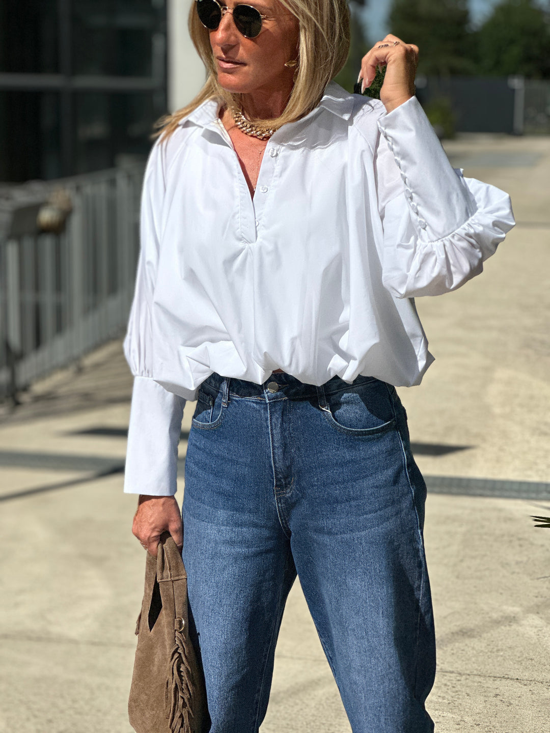 Chemise courte bouffante BLANC Samson