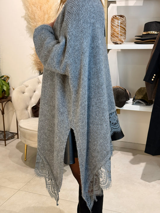 Pull tunique asymétrique dentelle 10612