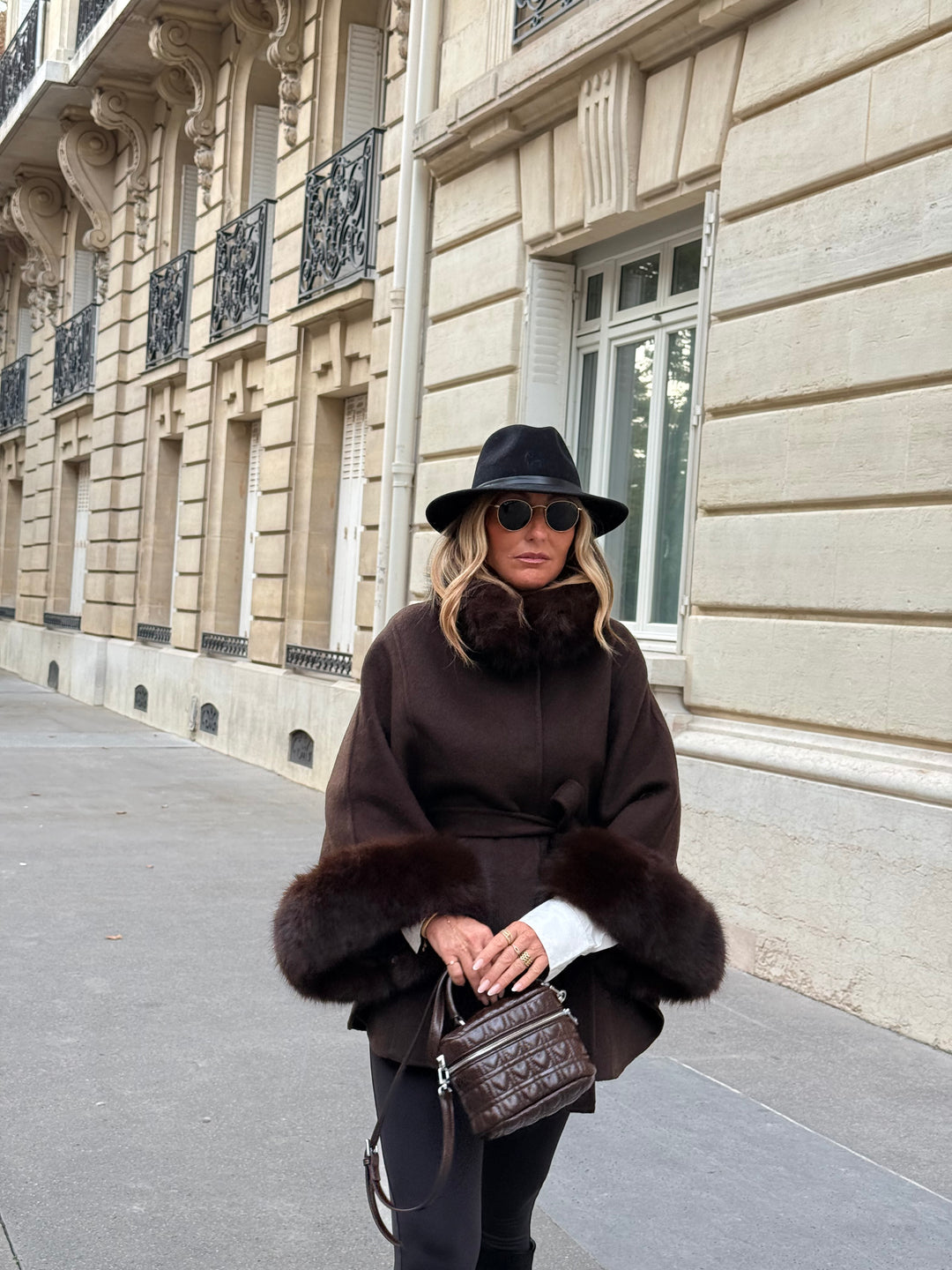 Manteau laine aux fourrures Choco 26134