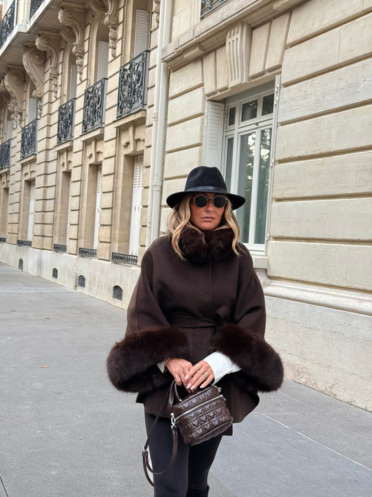 Manteau laine aux fourrures Choco 26134