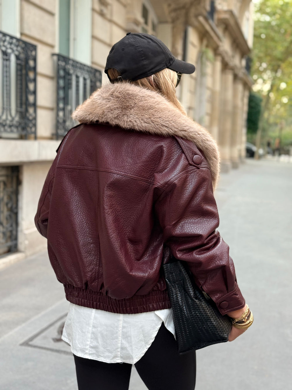Veste similicuir col Fourrure amovible Bordeaux 2229