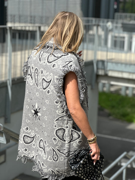 Gilet long bandana frange 331