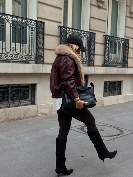 Veste similicuir col Fourrure amovible Bordeaux 2229