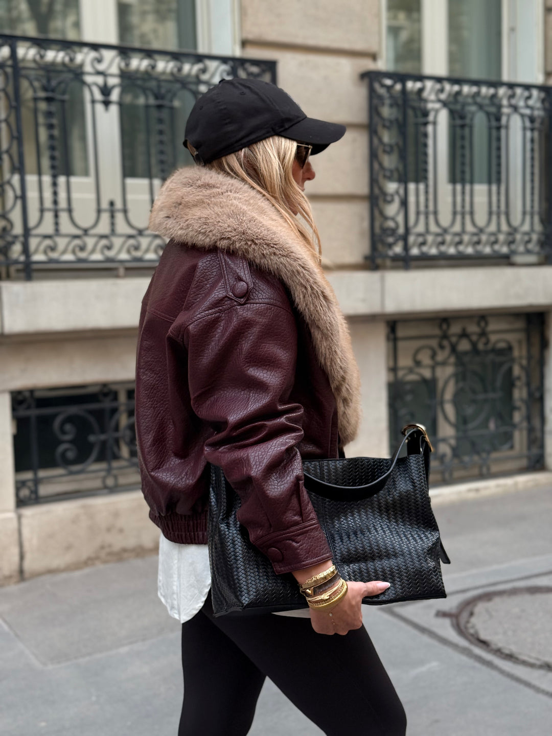 Veste similicuir col Fourrure amovible Bordeaux 2229
