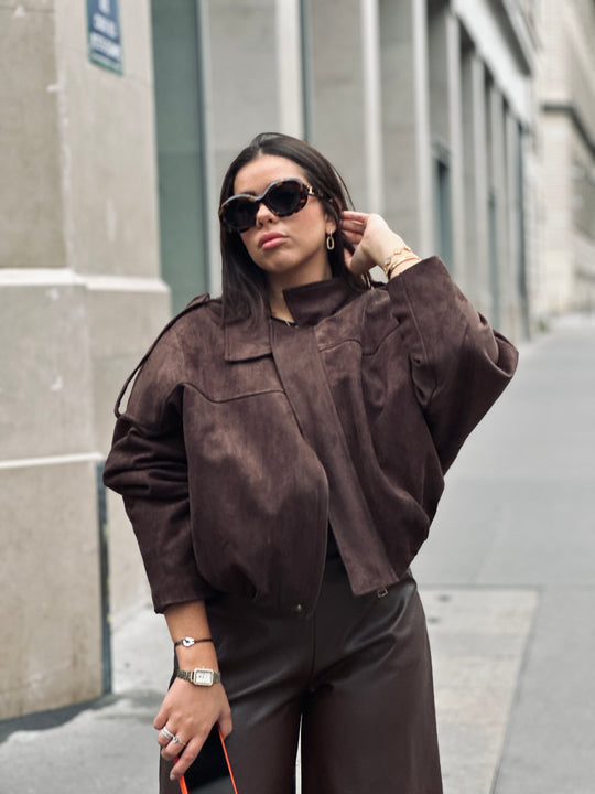 Veste bomber courte choco 62512 (doudoune)