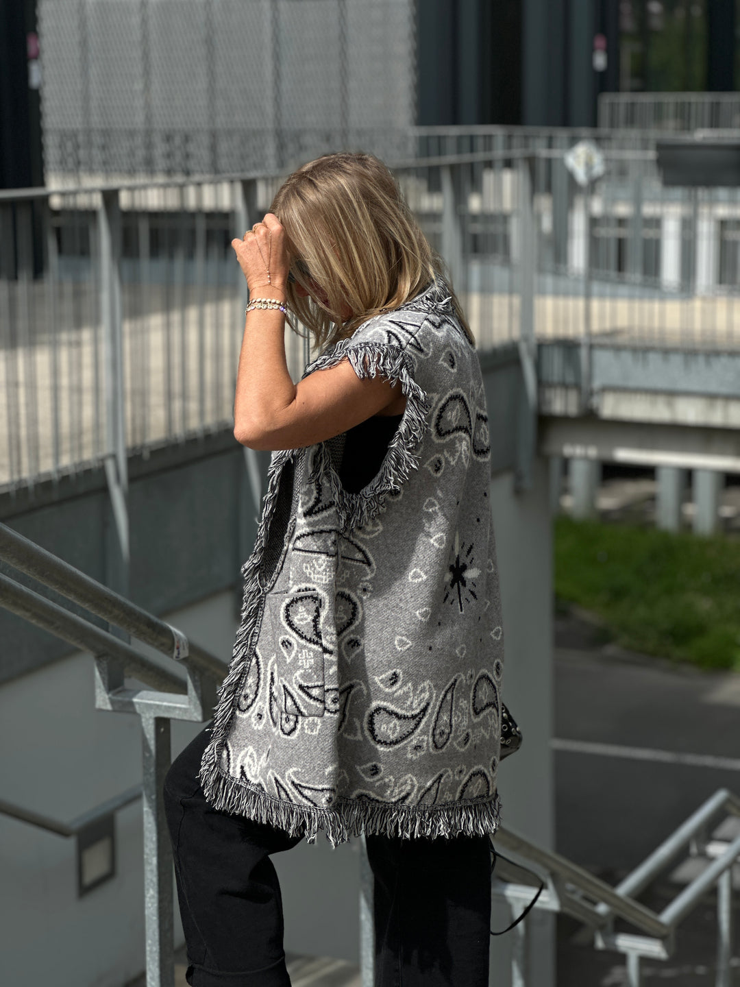 Gilet long bandana frange 331