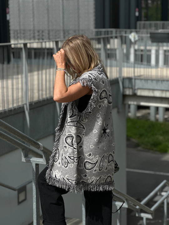 Gilet long bandana frange 331
