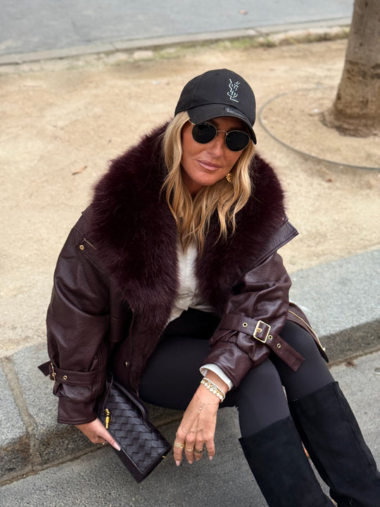 Veste similicuir fourrure amovible 202345 Bordeaux