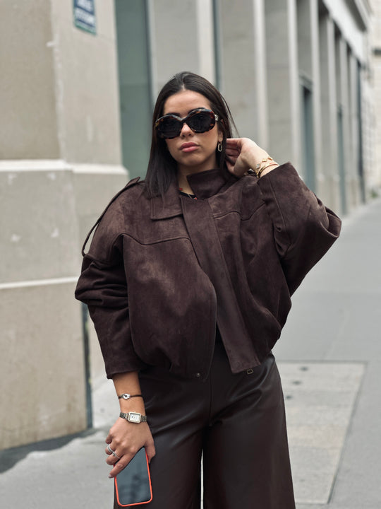 Veste bomber courte choco 62512 (doudoune)