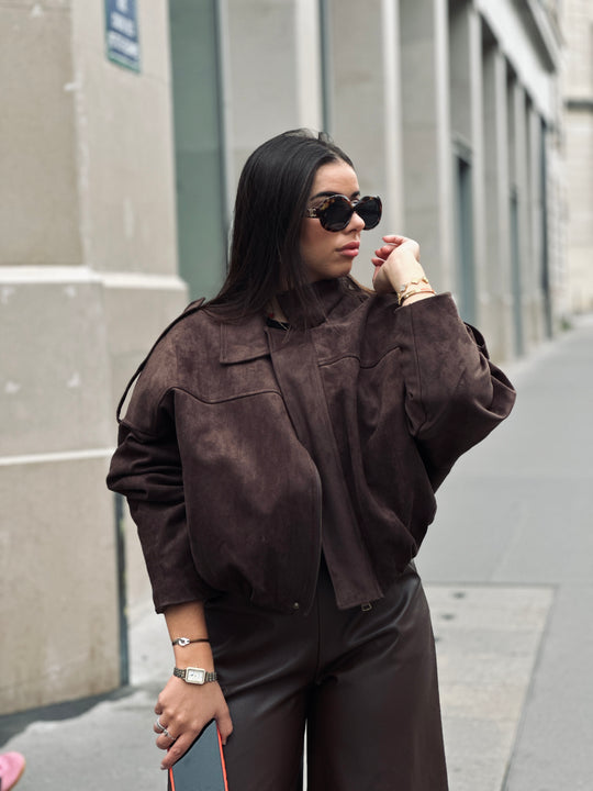 Veste bomber courte choco 62512 (doudoune)