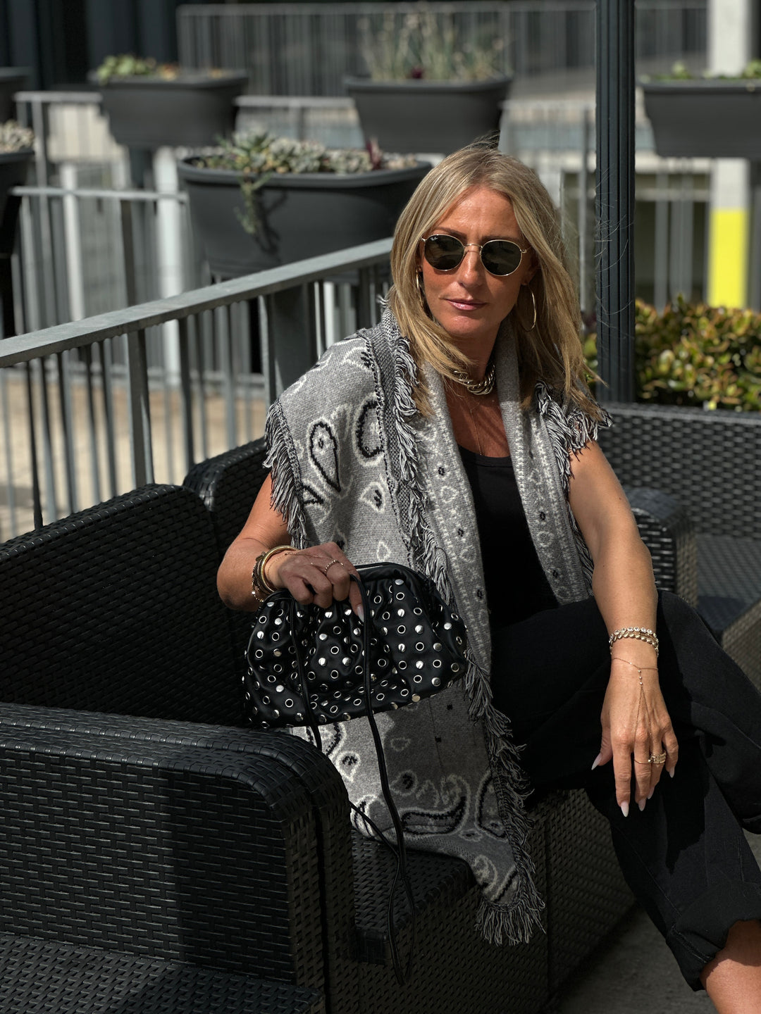 Gilet long bandana frange 331