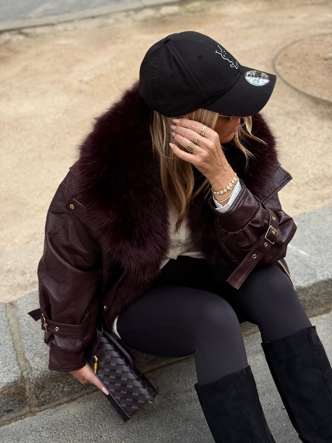 Veste similicuir fourrure amovible 202345 Bordeaux