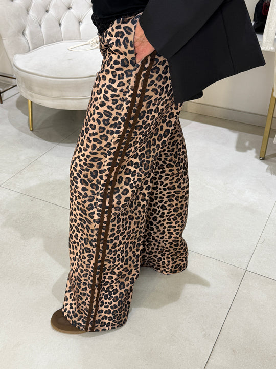 Pantalon jogging léopard bande Choco