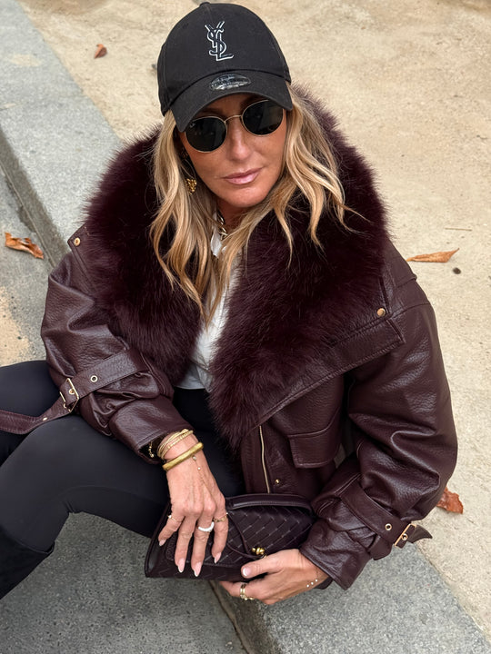 Veste similicuir fourrure amovible 202345 Bordeaux