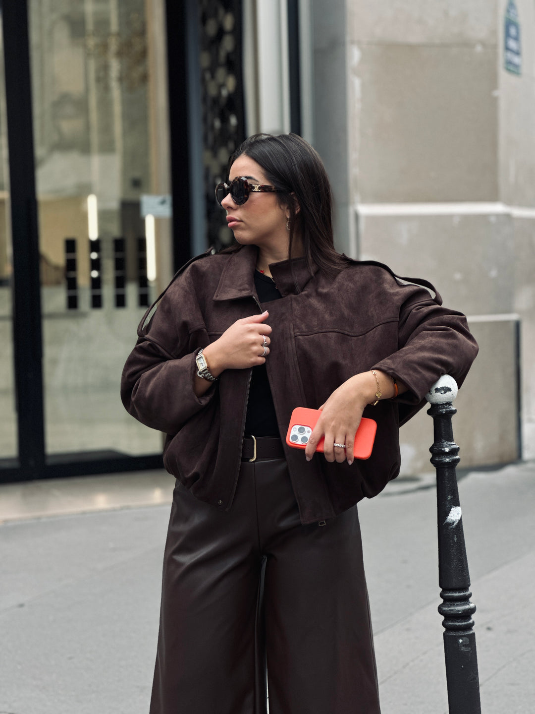 Veste bomber courte choco 62512 (doudoune)