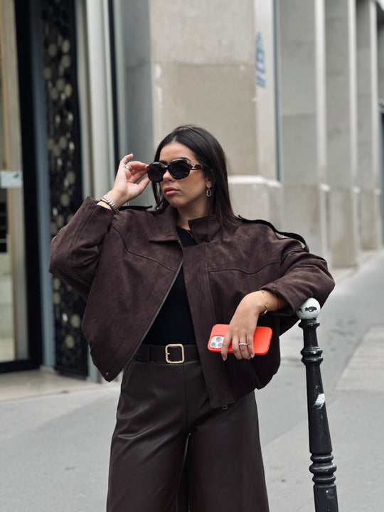 Veste bomber courte choco 62512 (doudoune)