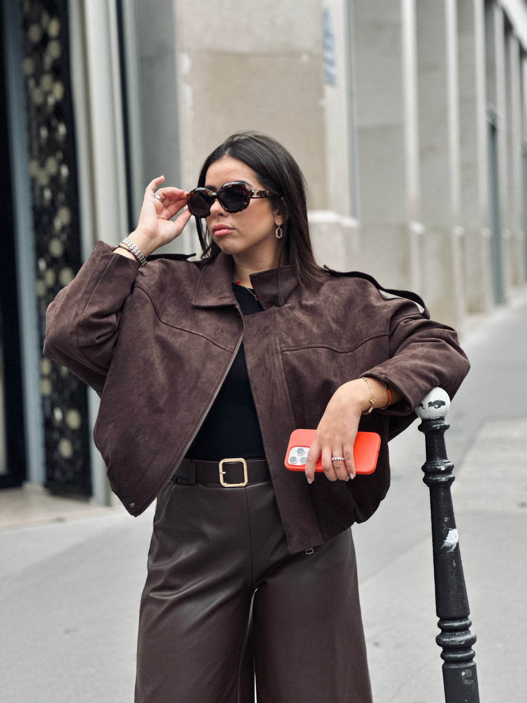 Veste bomber courte choco 62512 (doudoune)