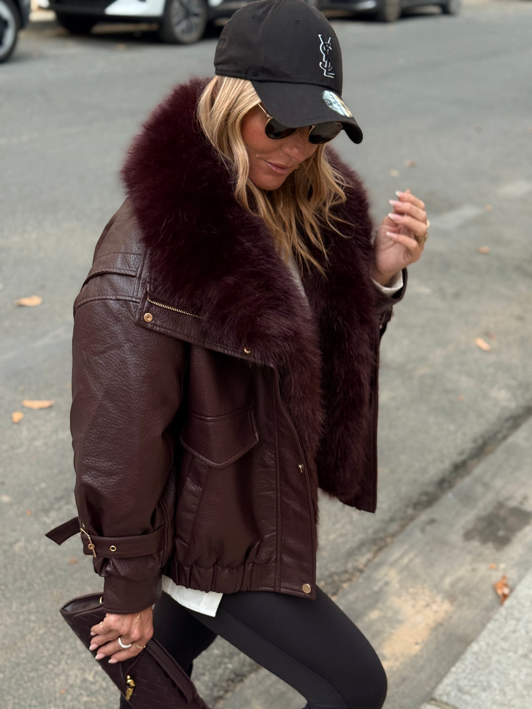 Veste similicuir fourrure amovible 202345 Bordeaux