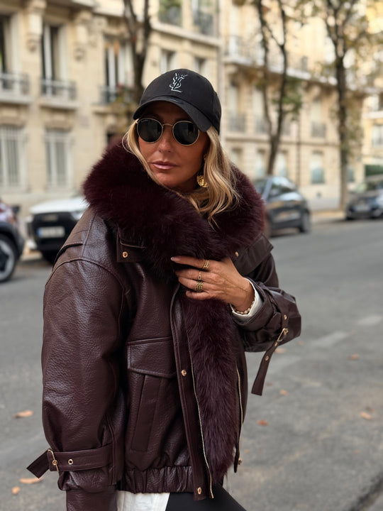 Veste similicuir fourrure amovible 202345 Bordeaux