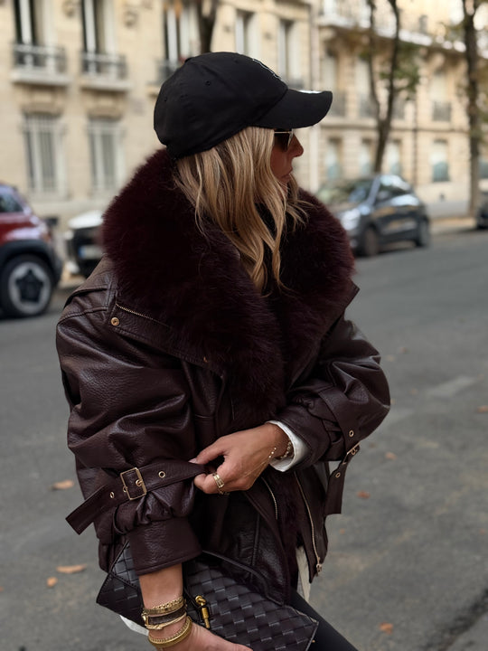 Veste similicuir fourrure amovible 202345 Bordeaux