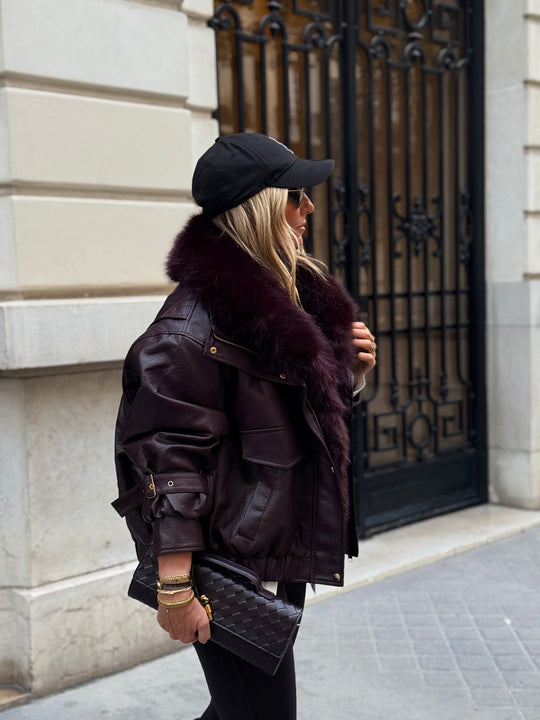 Veste similicuir fourrure amovible 202345 Bordeaux