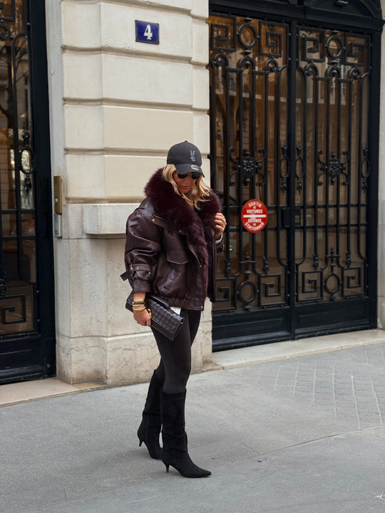 Veste similicuir fourrure amovible 202345 Bordeaux