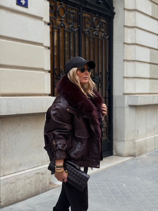 Veste similicuir fourrure amovible 202345 Bordeaux