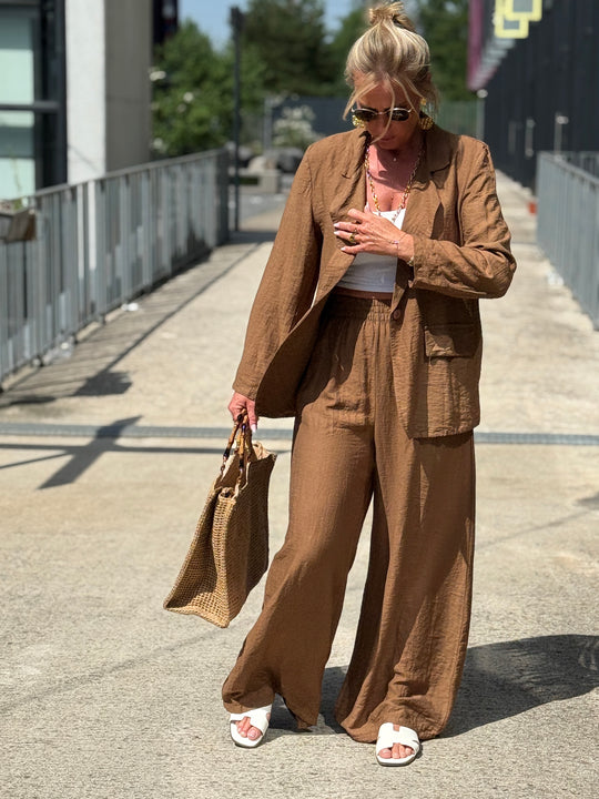 Ensemble blazer + pantalon CAMEL