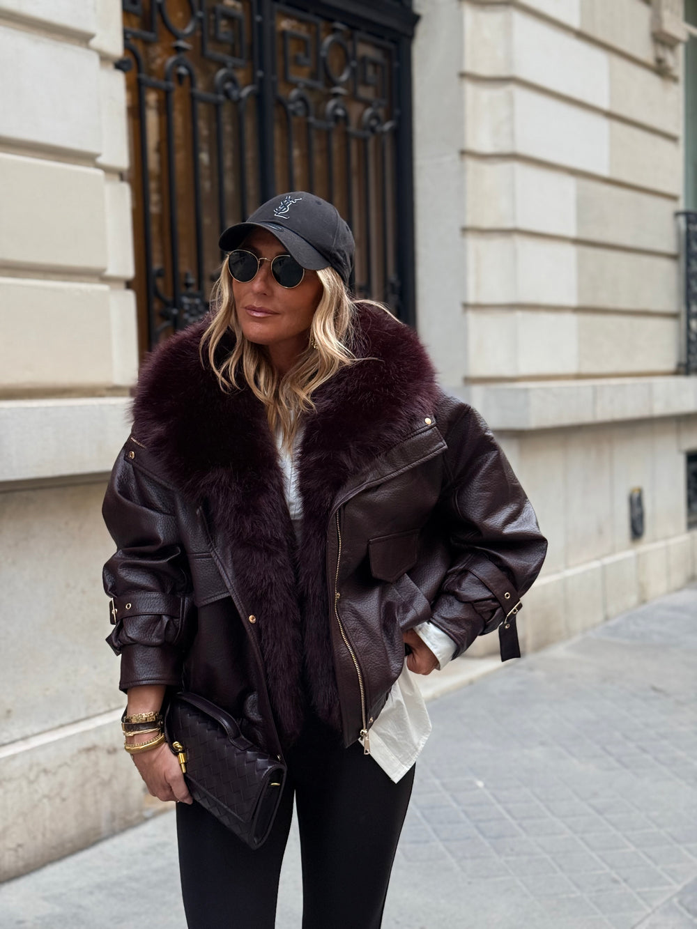 Veste similicuir fourrure amovible 202345 Bordeaux