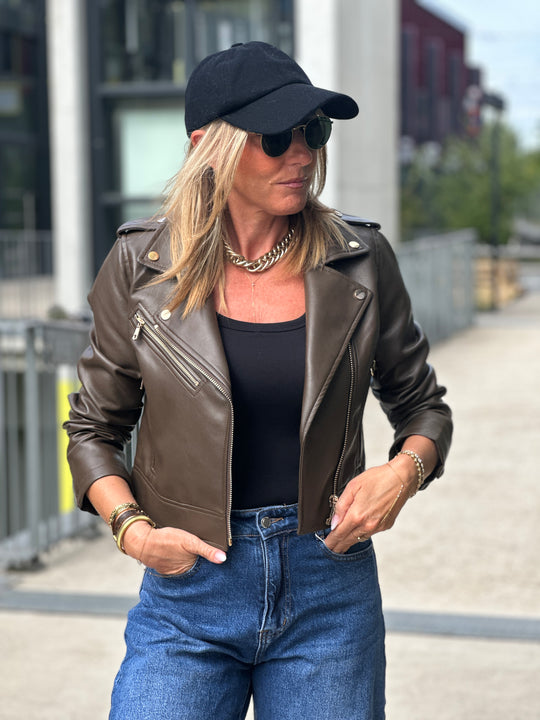Veste similicuir cintré S2737 Choco