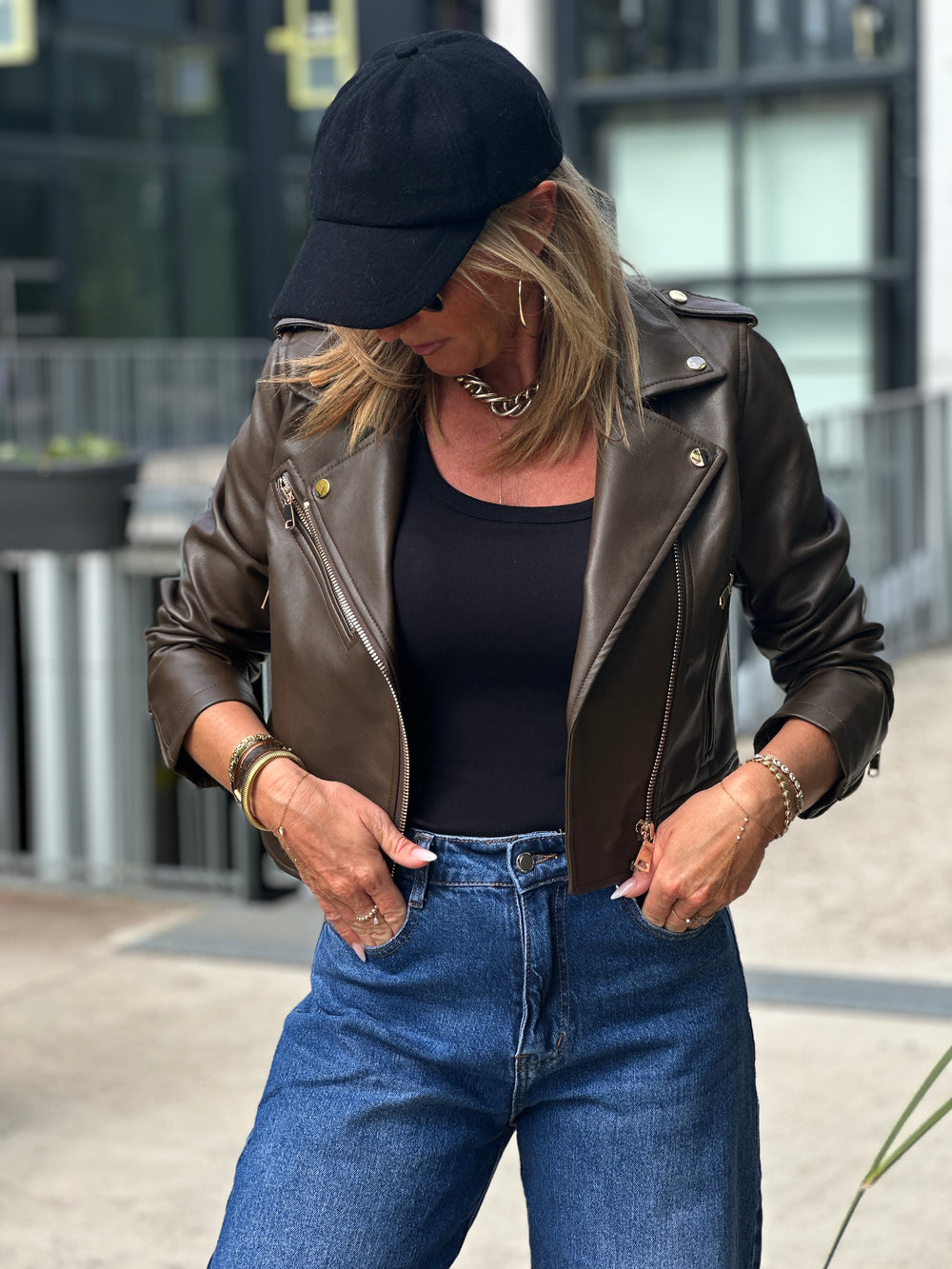 Veste similicuir cintré S2737 Choco