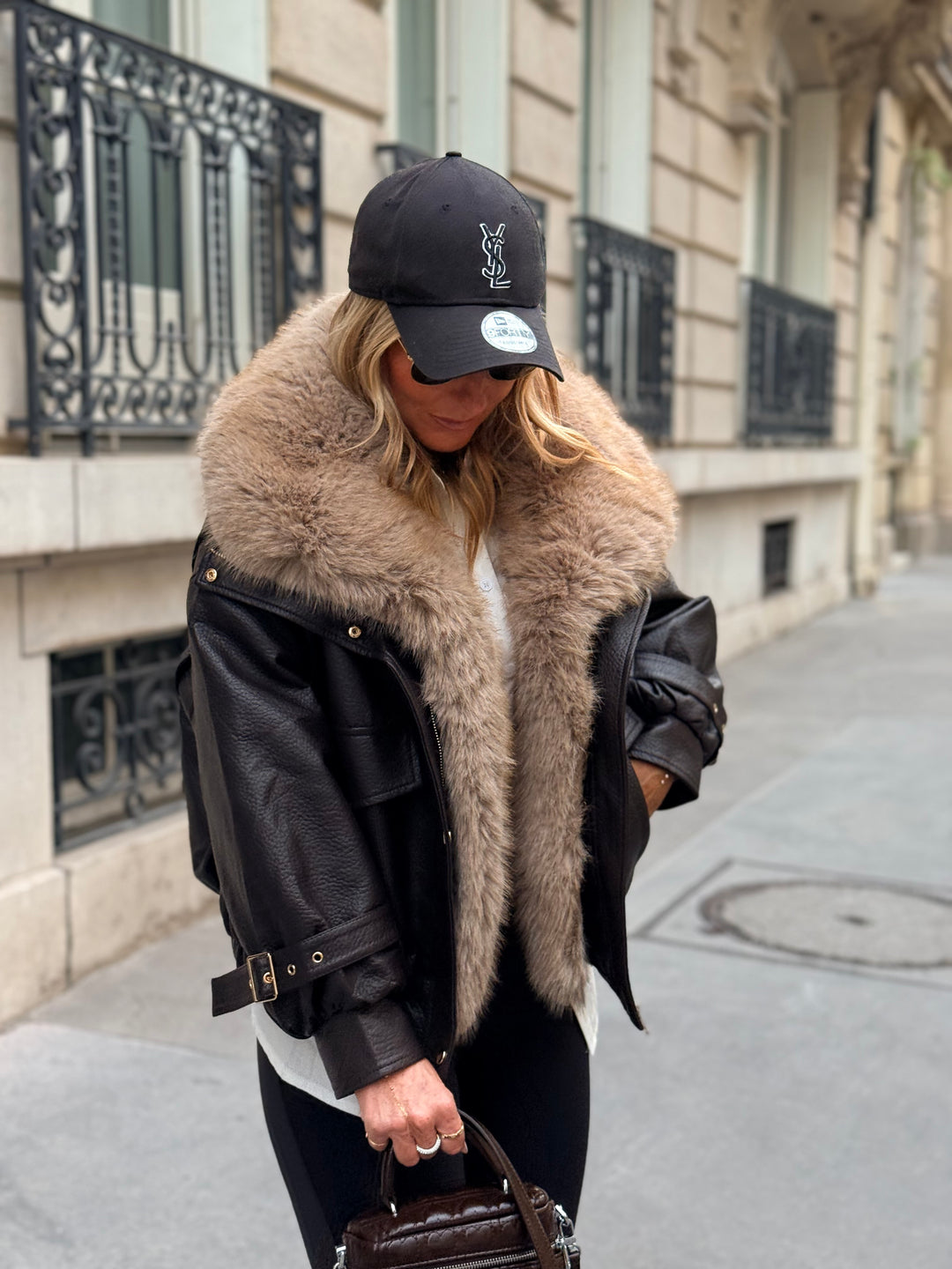 Veste similicuir fourrure amovible 202345 Choco