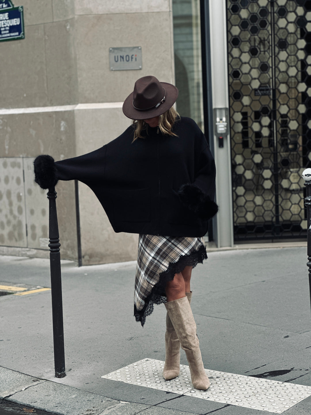 Gilet maille manches fourrure 4332